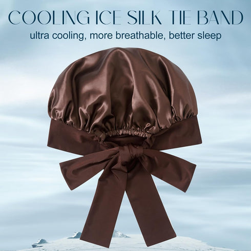 22 Momme Silk Sleep Cap with Ice Silk Band (T)